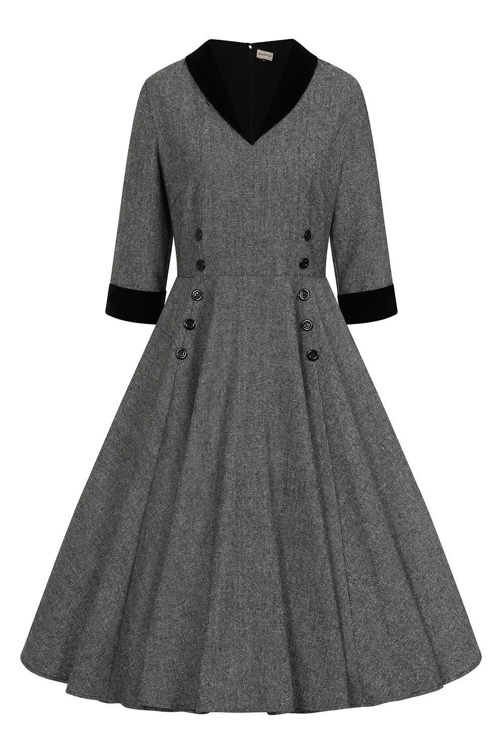 Grey Sylvia herringbone Swing dress