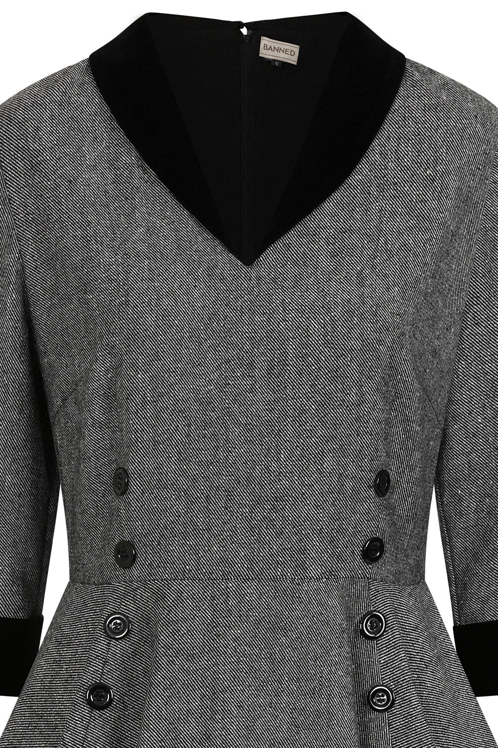 Grey Sylvia herringbone Swing dress