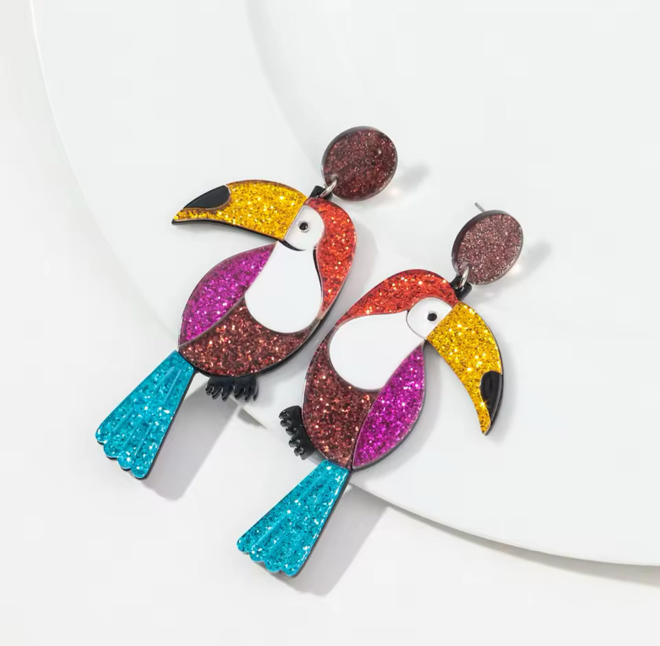 Acrylic Toucan Drop Earrings