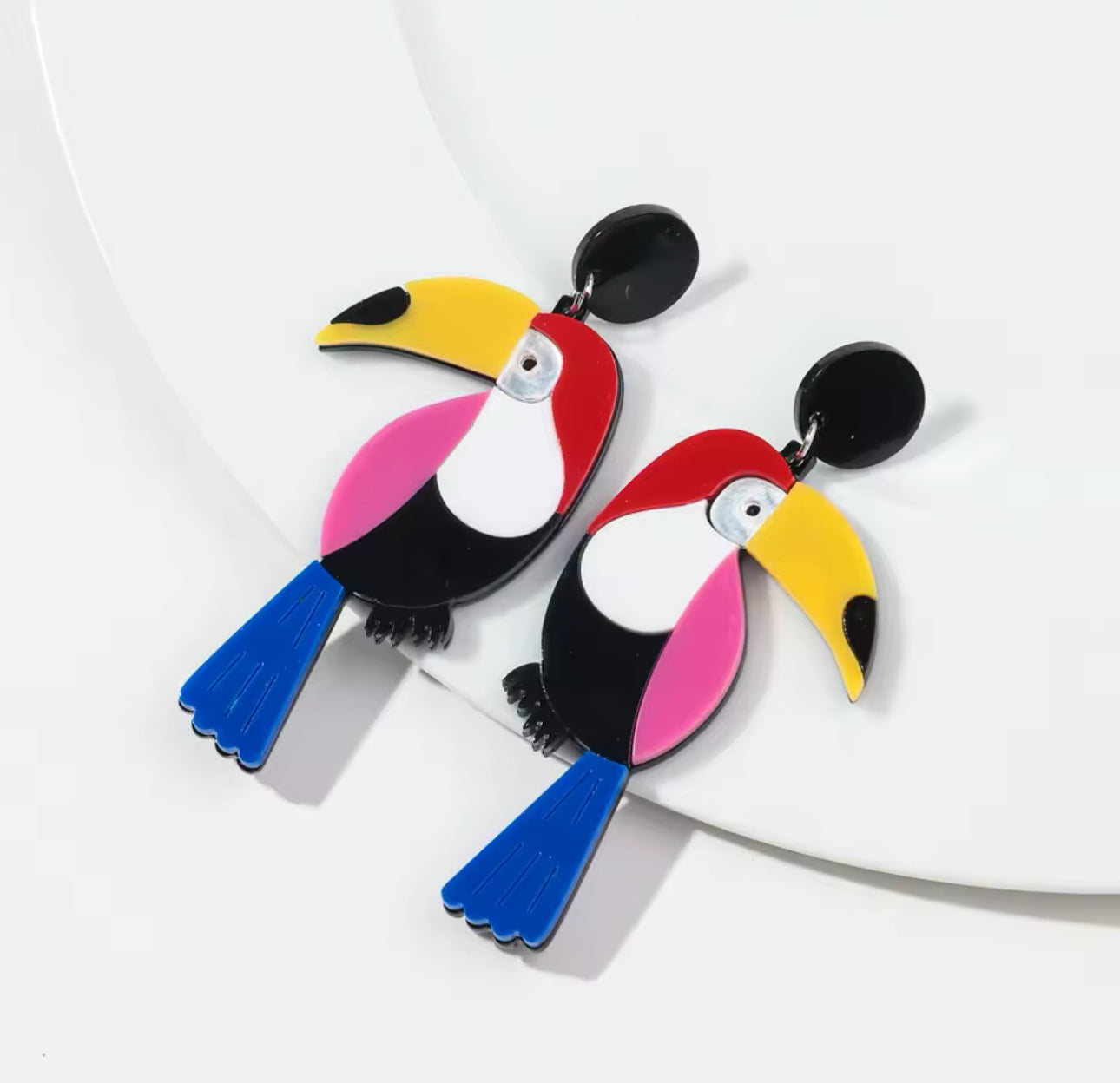 Acrylic Toucan Drop Earrings