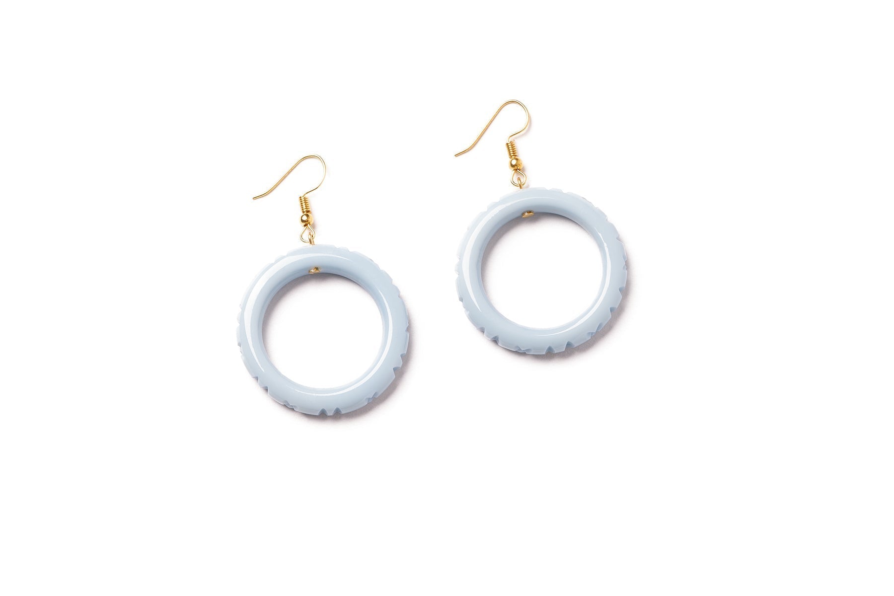 Heavy Carve Drop Hoop Earrings