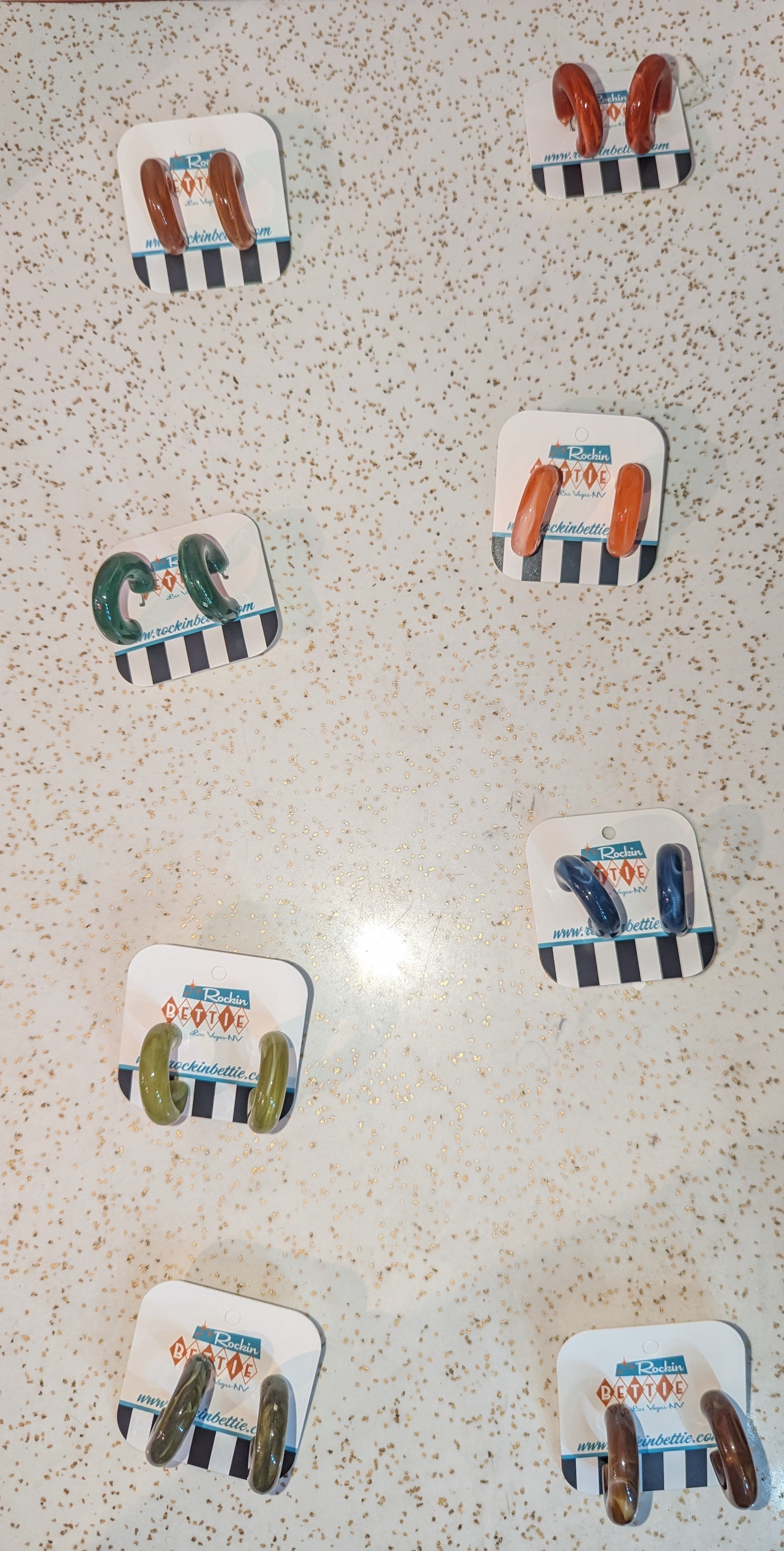 Marble half hoop earrings