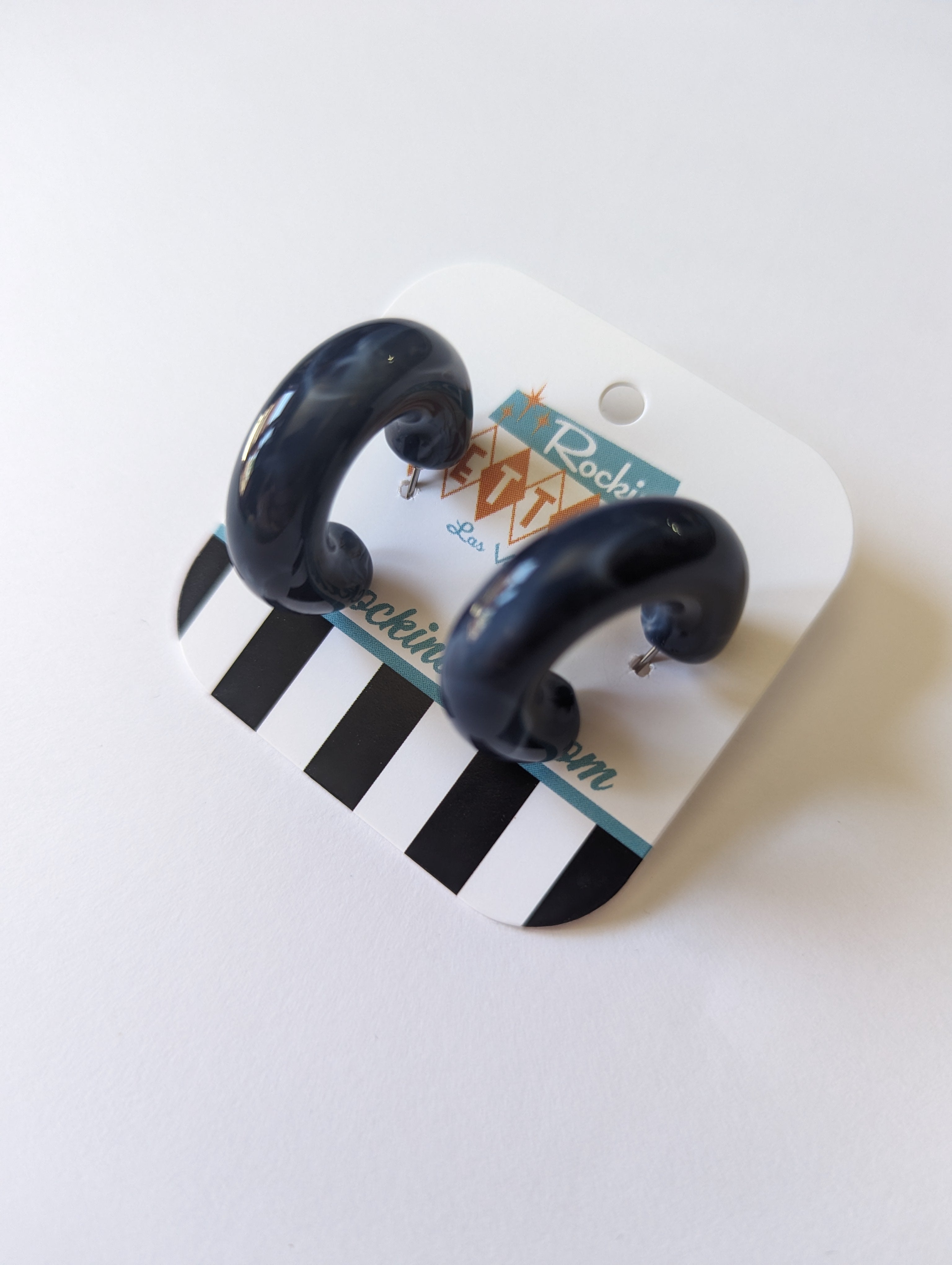 Marble half hoop earrings