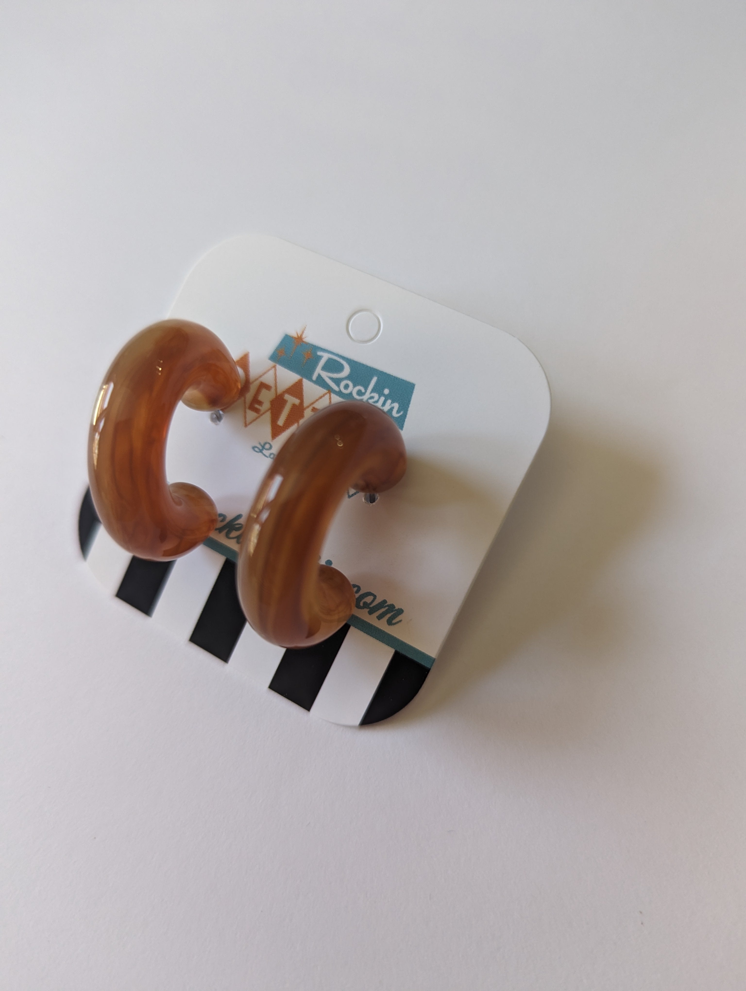 Marble half hoop earrings