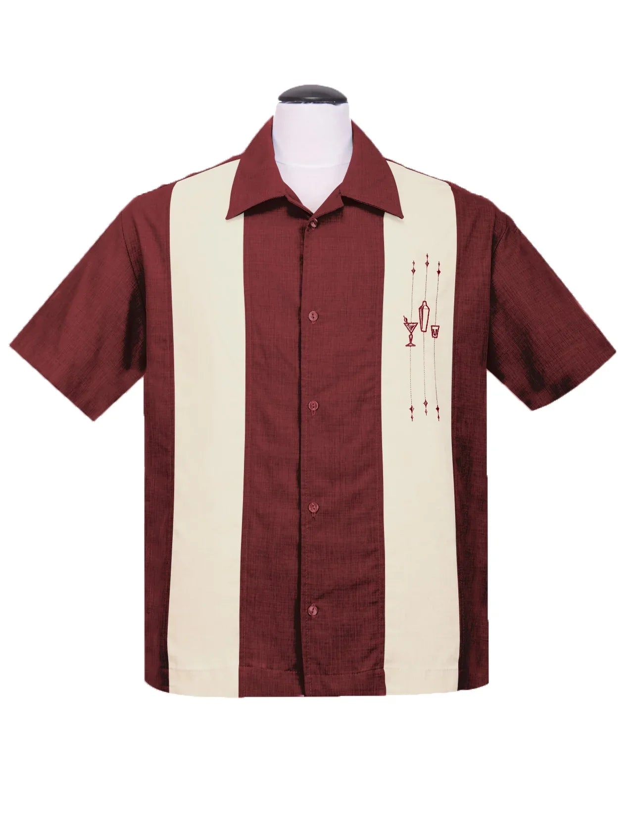 The Shake Down Bowling Shirt in Burgundy/Cream