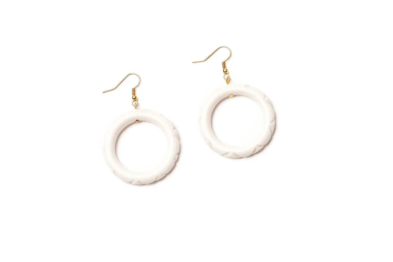 Heavy Carve Drop Hoop Earrings