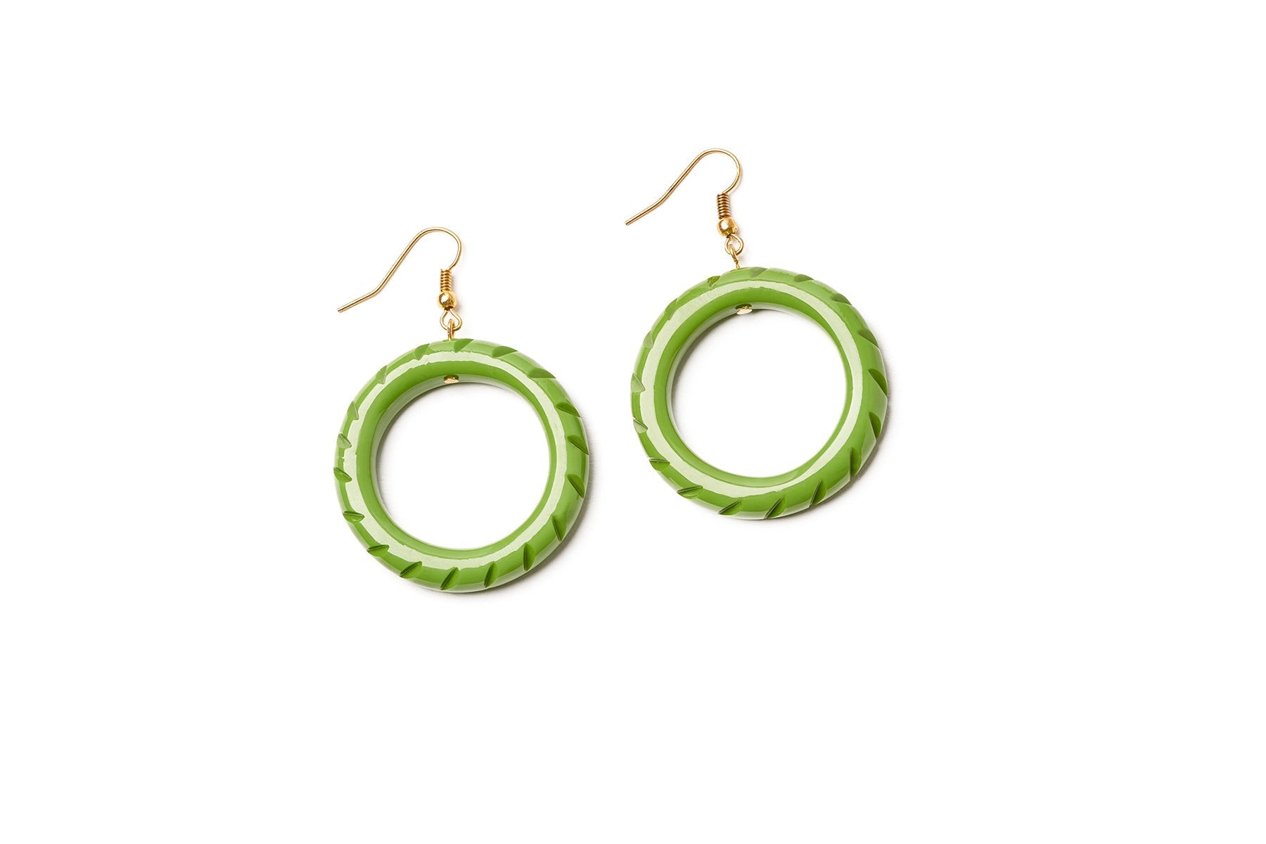 Heavy Carve Drop Hoop Earrings