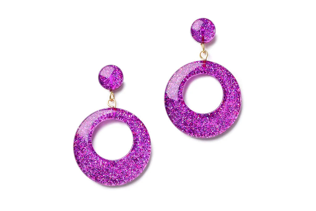 Glitter Drop Hoop Earrings