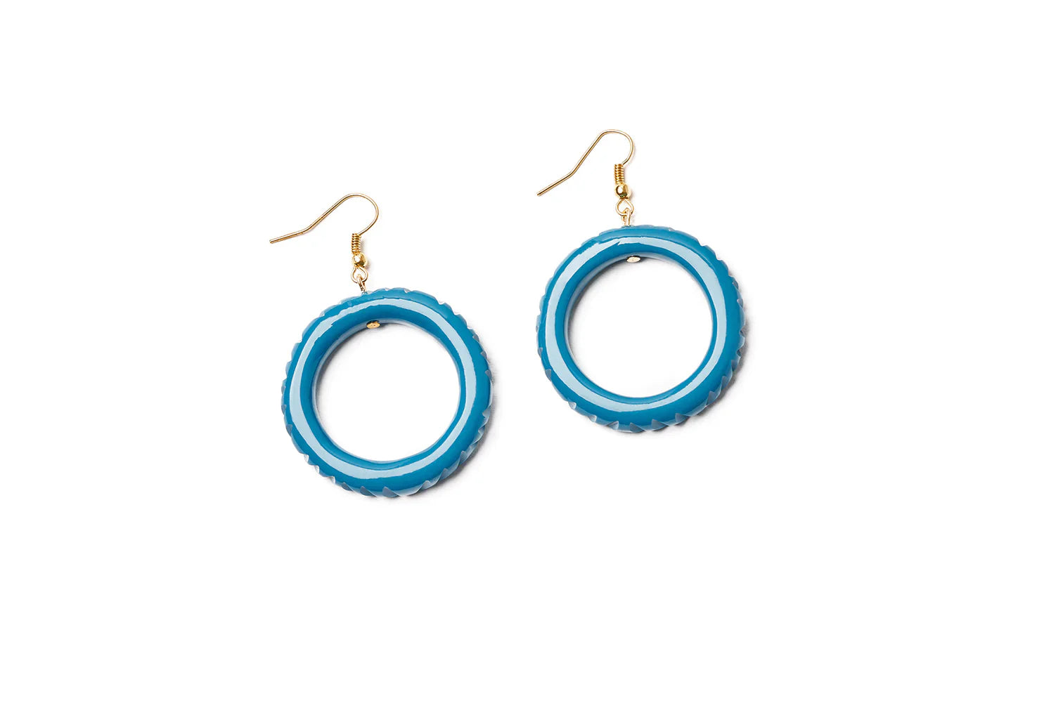Heavy Carve Drop Hoop Earrings