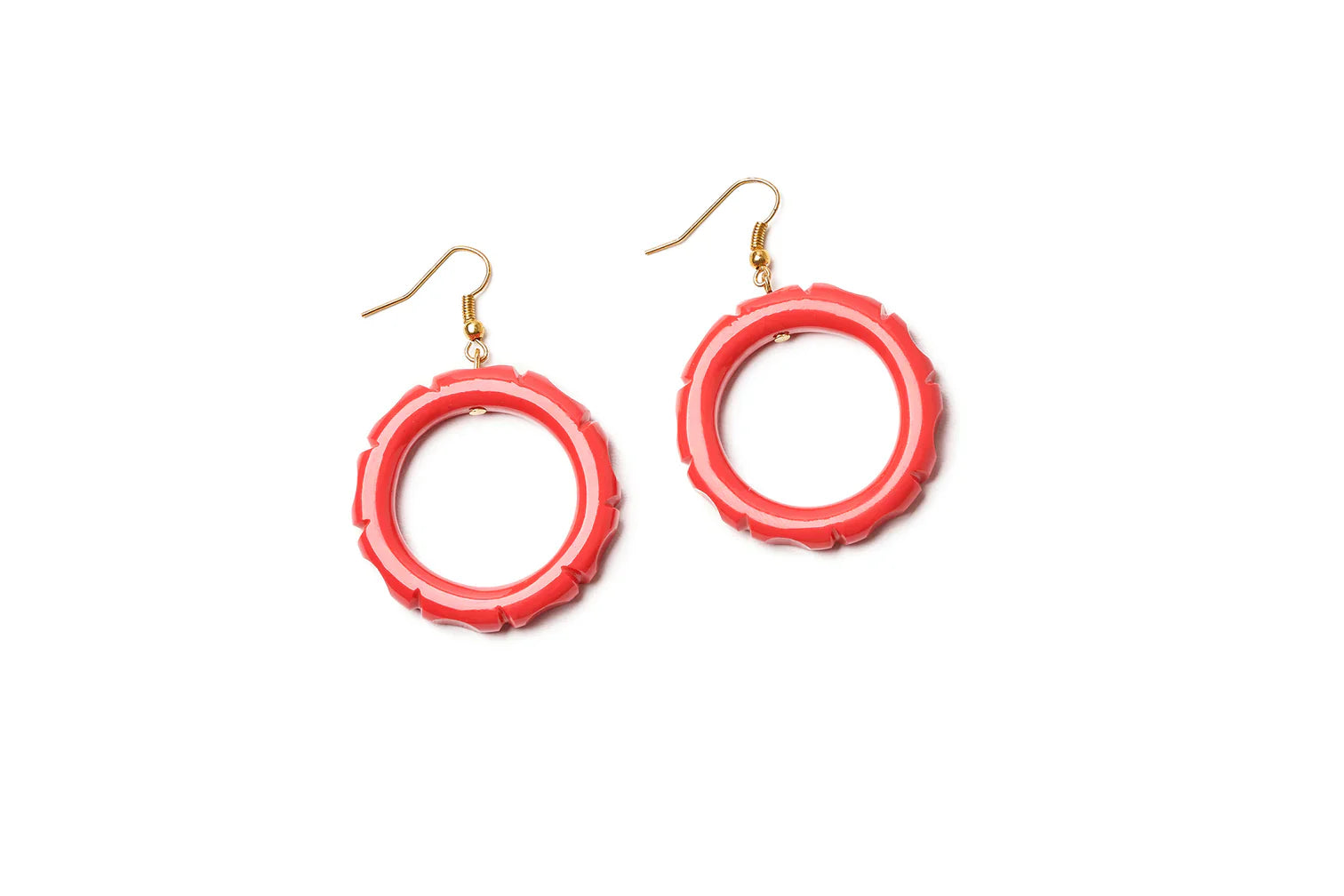 Heavy Carve Drop Hoop Earrings