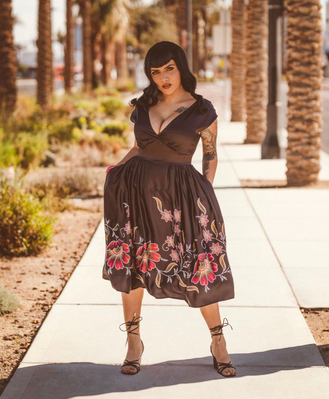 Custom Spanish Floral Border Print Dress